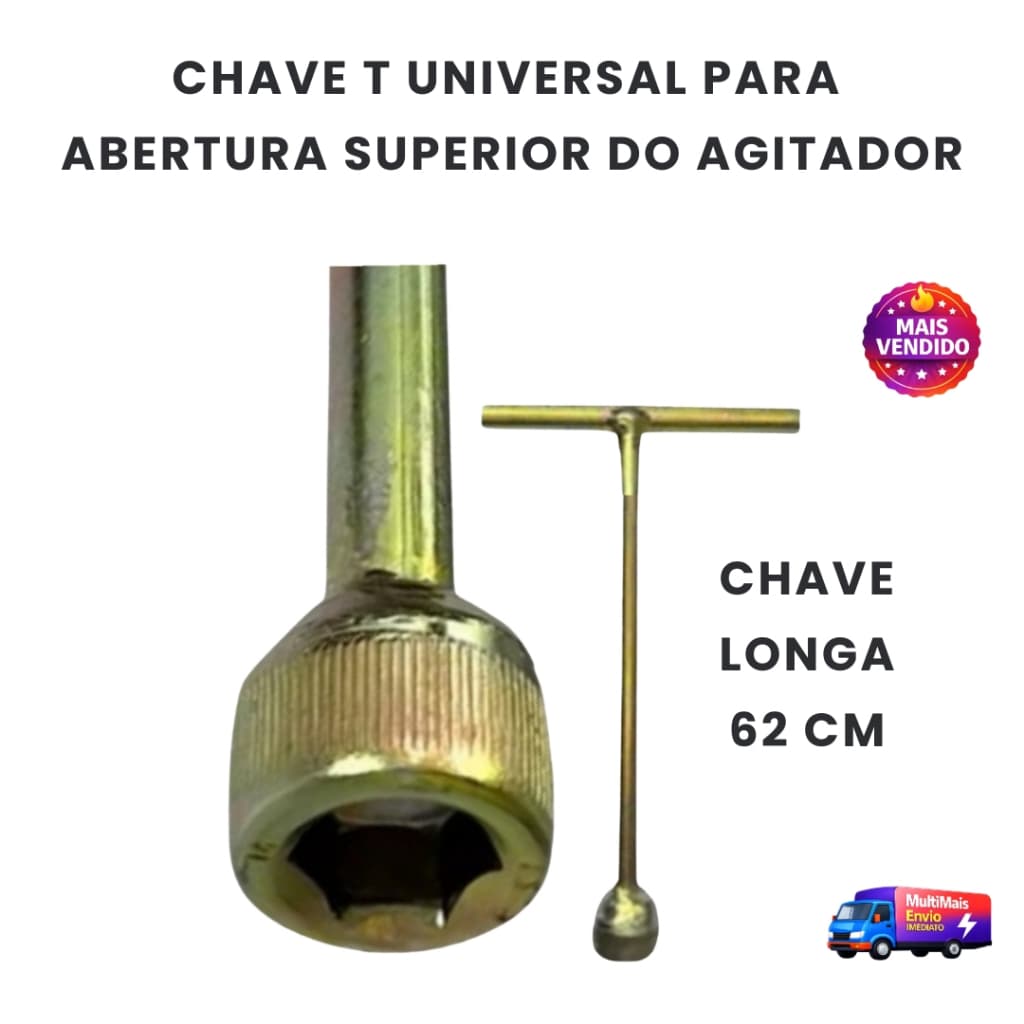 Chave T Universal para Retirar Agitador de Maquina de Lavar Serve Todos Modelos de Abertura Superior