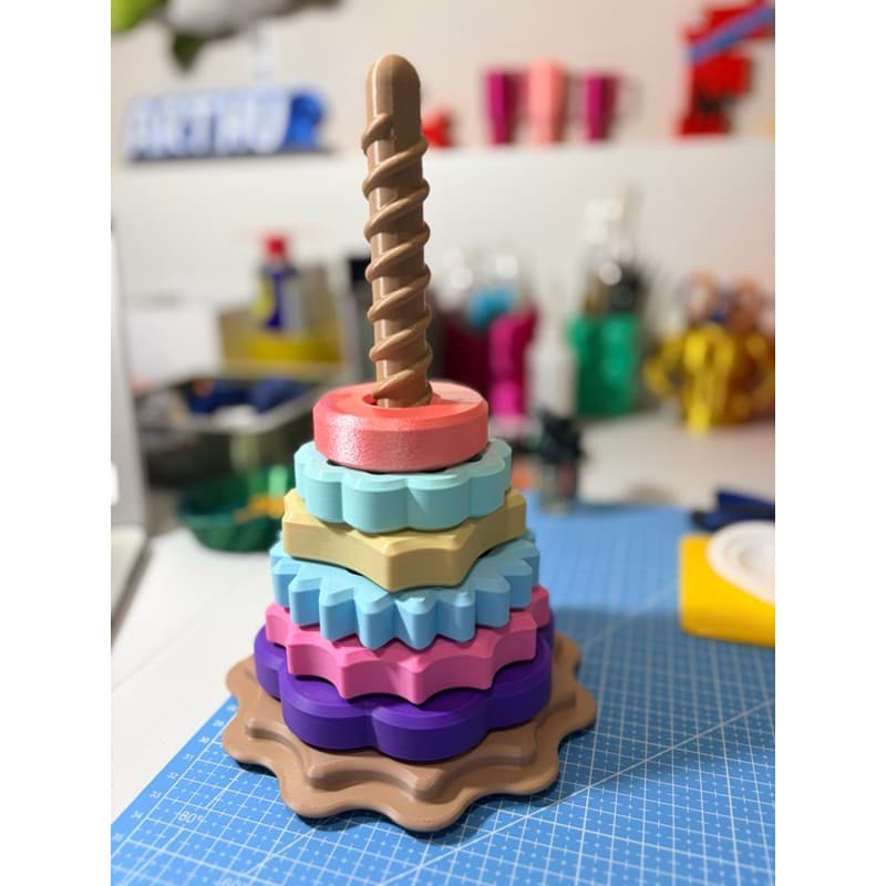 torre gira gira brinquedo Montessori para bebê torre empilhar peças infantil