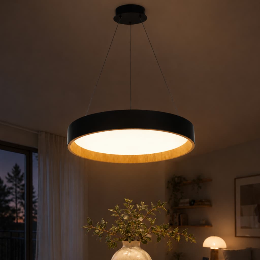 Lustre Pendente LED 45W Teto Sala Quarto Cozinha 3 Cores