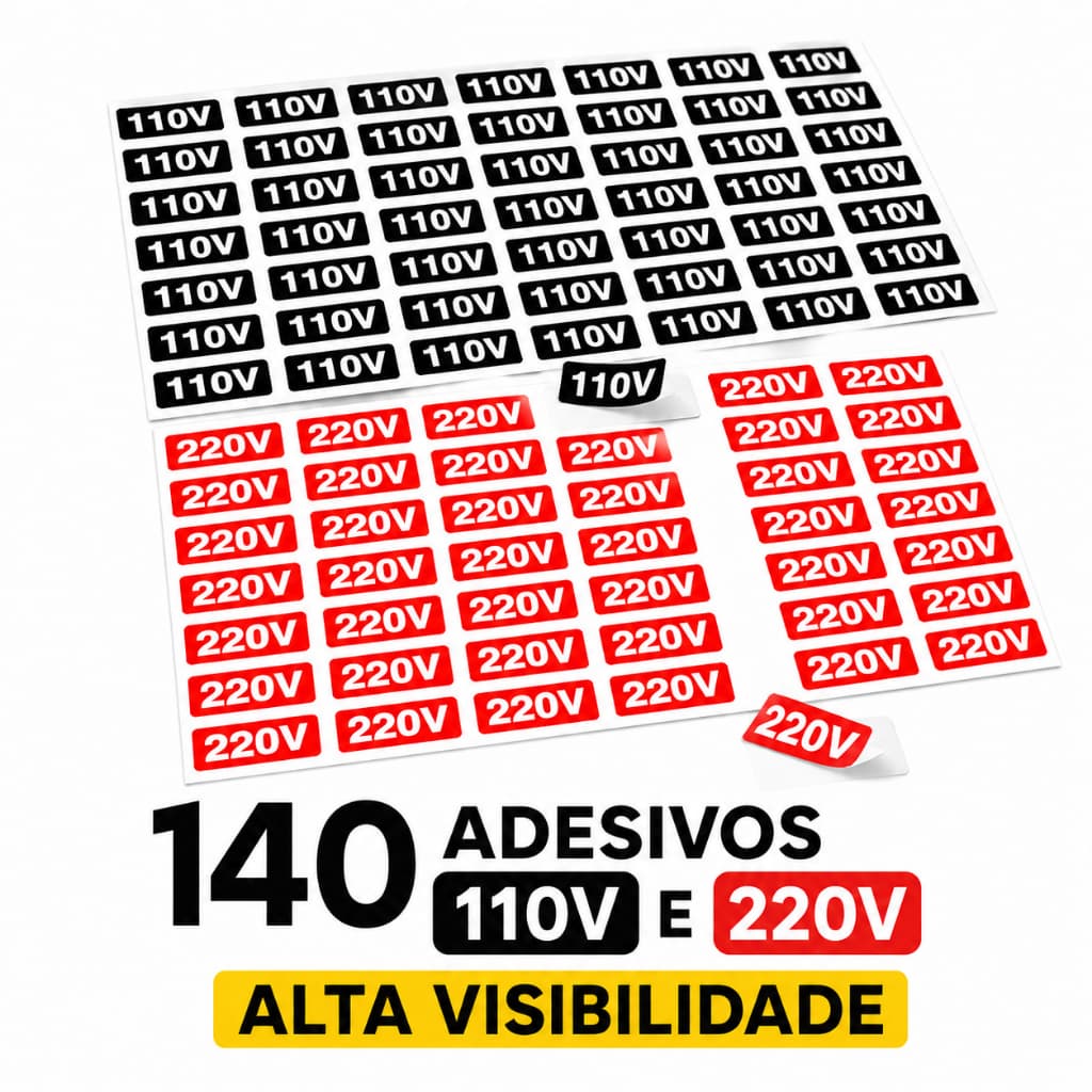 140 Adesivos Identificação Tomada 110v 220v Evita Erros