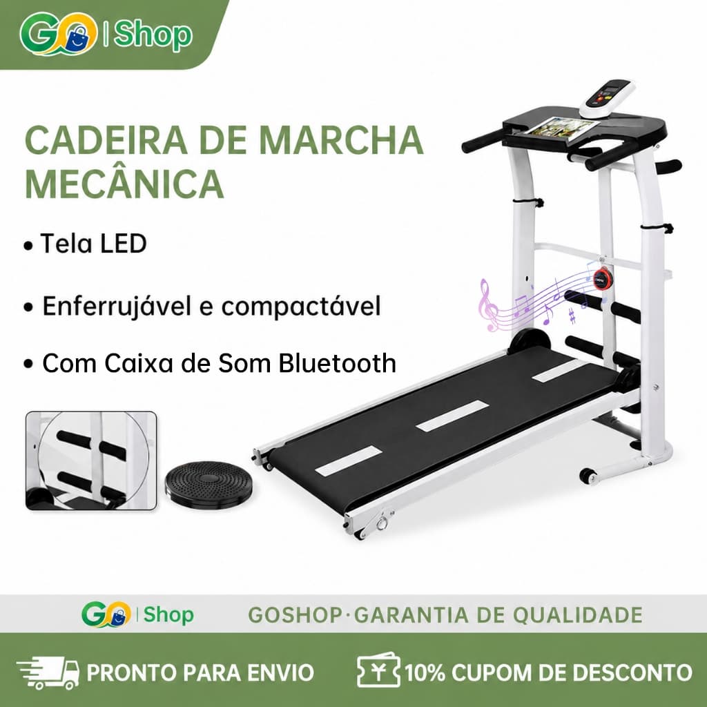 GOSHOP Esteira de Caminhada Mecânica Self Machine com Display suporta 120kg