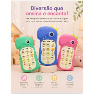 Celular Infantil Musical Interativo Mordedor Educativo Sensorial Telefone Brinquedo Bebê