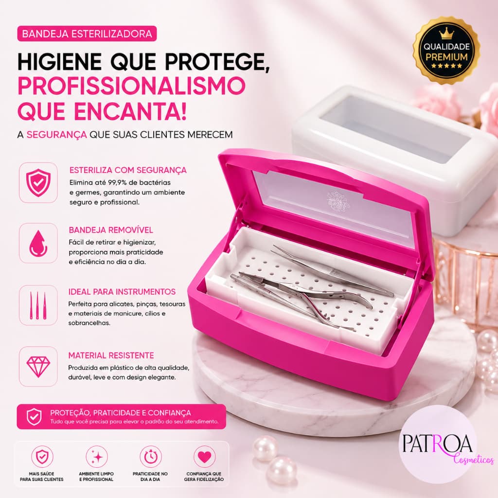 Bandeja Esterilizadora Material Alicate Pinça Manicure Cílios