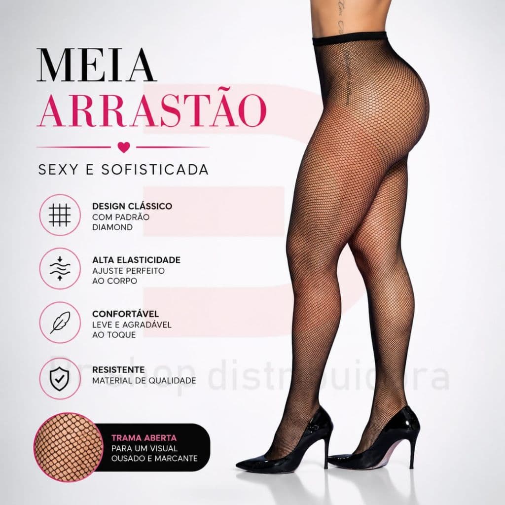Meia Calça Arrastão Com Trama Extra Pequena