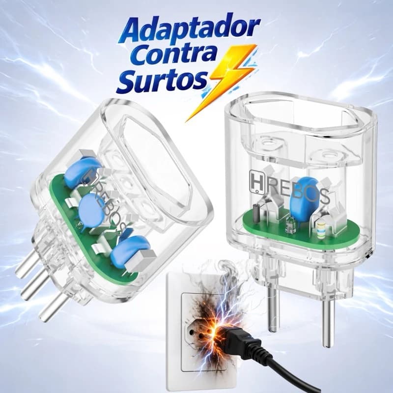 Protetor Contra Surtos Elétricos Hrebos Dupla Tomada 10A Bivolt 127/220V Proteção para Equipamentos
