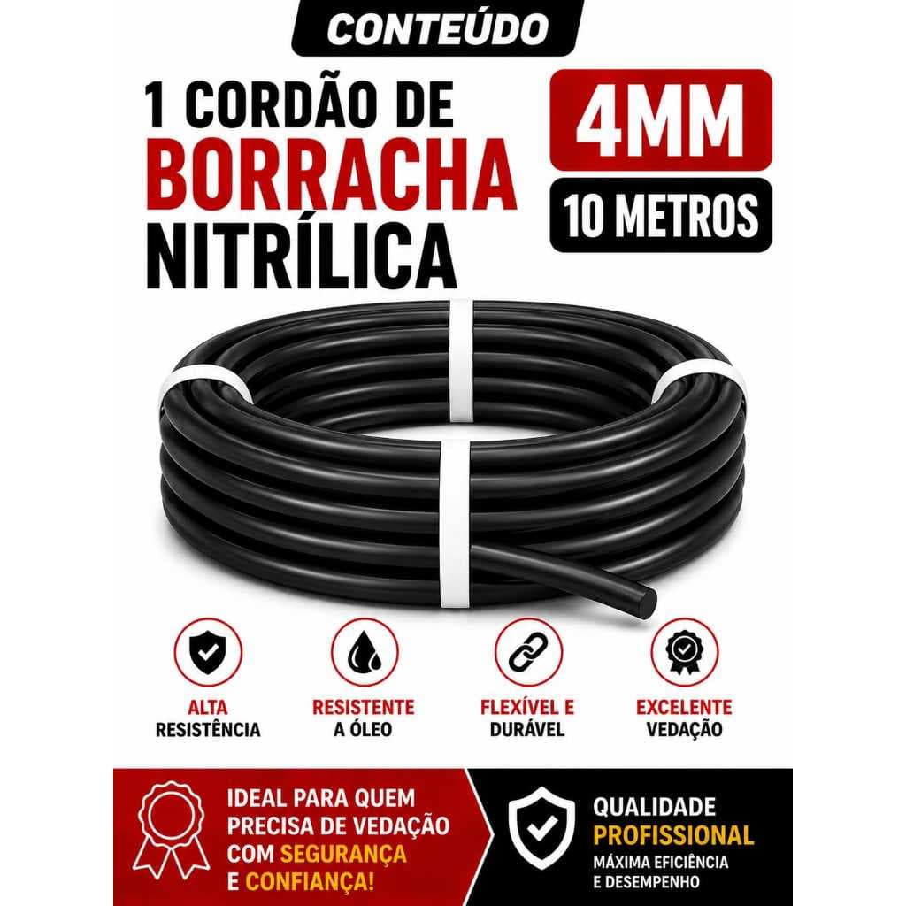 Cordão Borracha Nitrilica Nbr 4mm Vedaçao/oring 10 Mts
