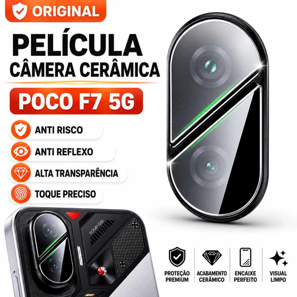 Película POCO F7 5G Câmera Cerâmica Transparente Proteção para Lente Alta Durabilidade Películas