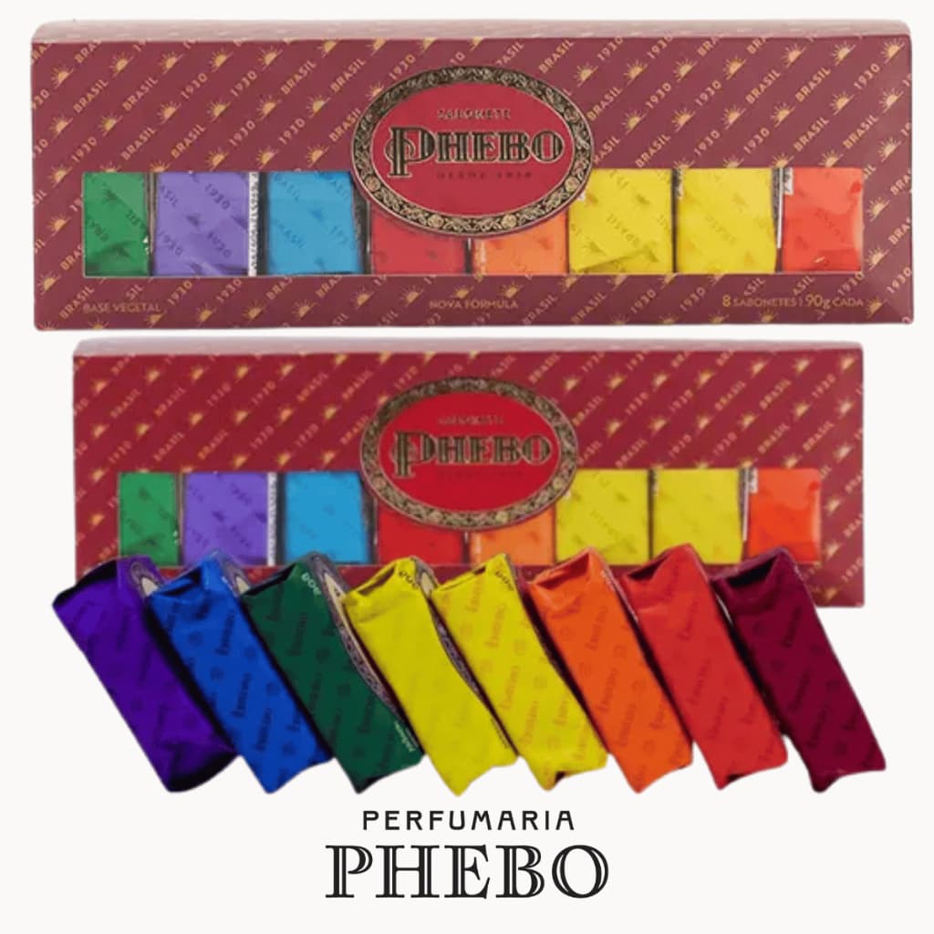 Kit Presente Sabonetes Phebo de Glicerina Fragrâncias Sortidas Caixa Vinho 8 Unidades 90g