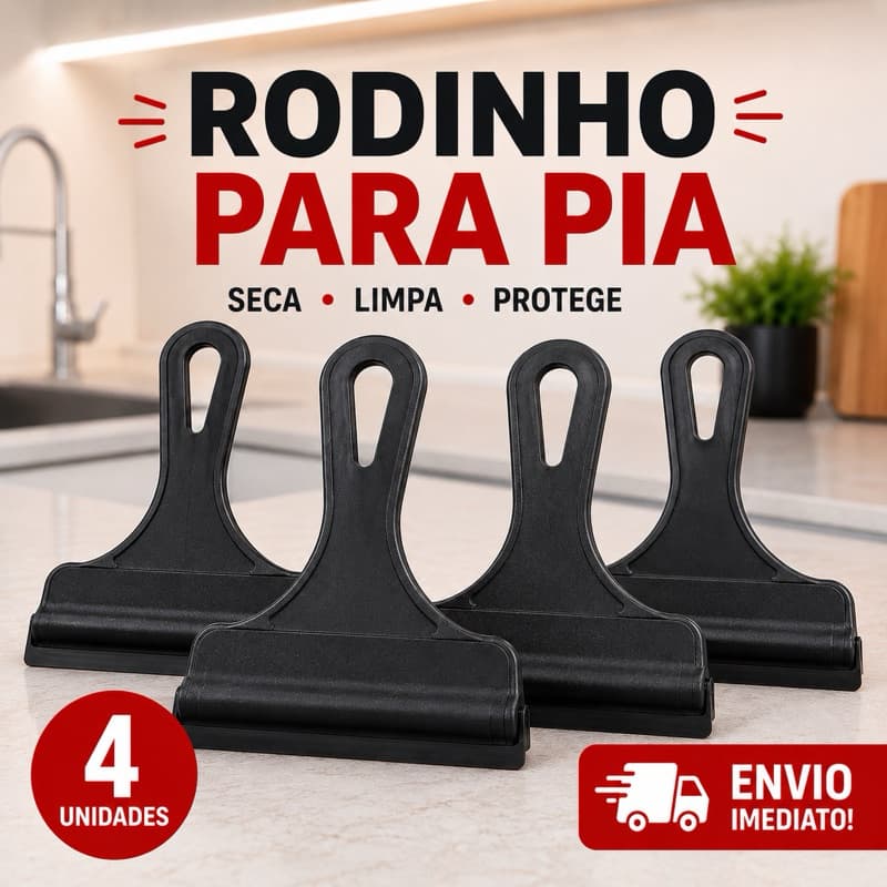 Kit com 4 Rodinho Pia Plástico Seca Bem | Cozinha Limpa e Organizada