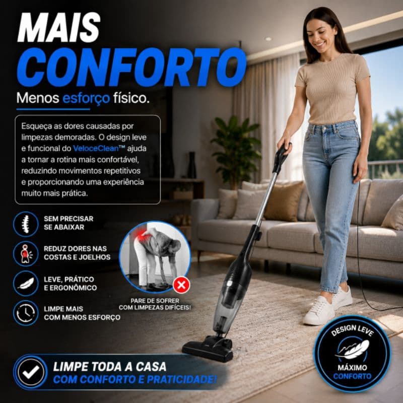 Aspirador de Pó Portátil Vertical 2 Em 1 Com Fio Potente 220V Limpeza Prática Residencial