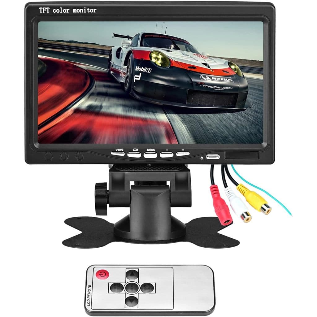 Monitor de Backup para Veículo, Tela LCD Colorida Digital HD TFT de 7" com 2 Entradas de Vídeo