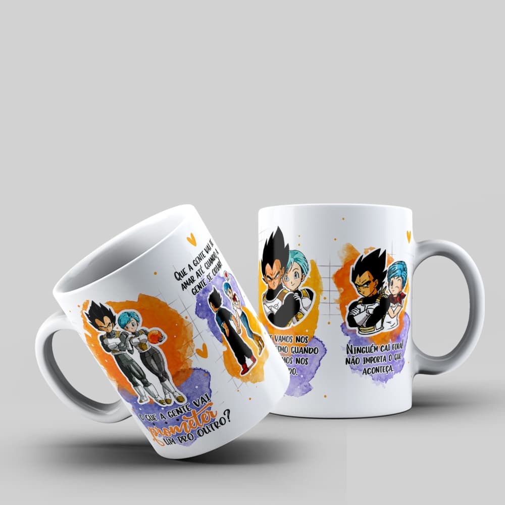 Caneca Dragon Ball Vegeta Bulma Promessa Amor Casal Top