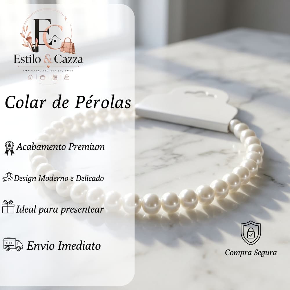 Colar Choker Pérolas Feminino Delicado Clássico Vintage Old Money