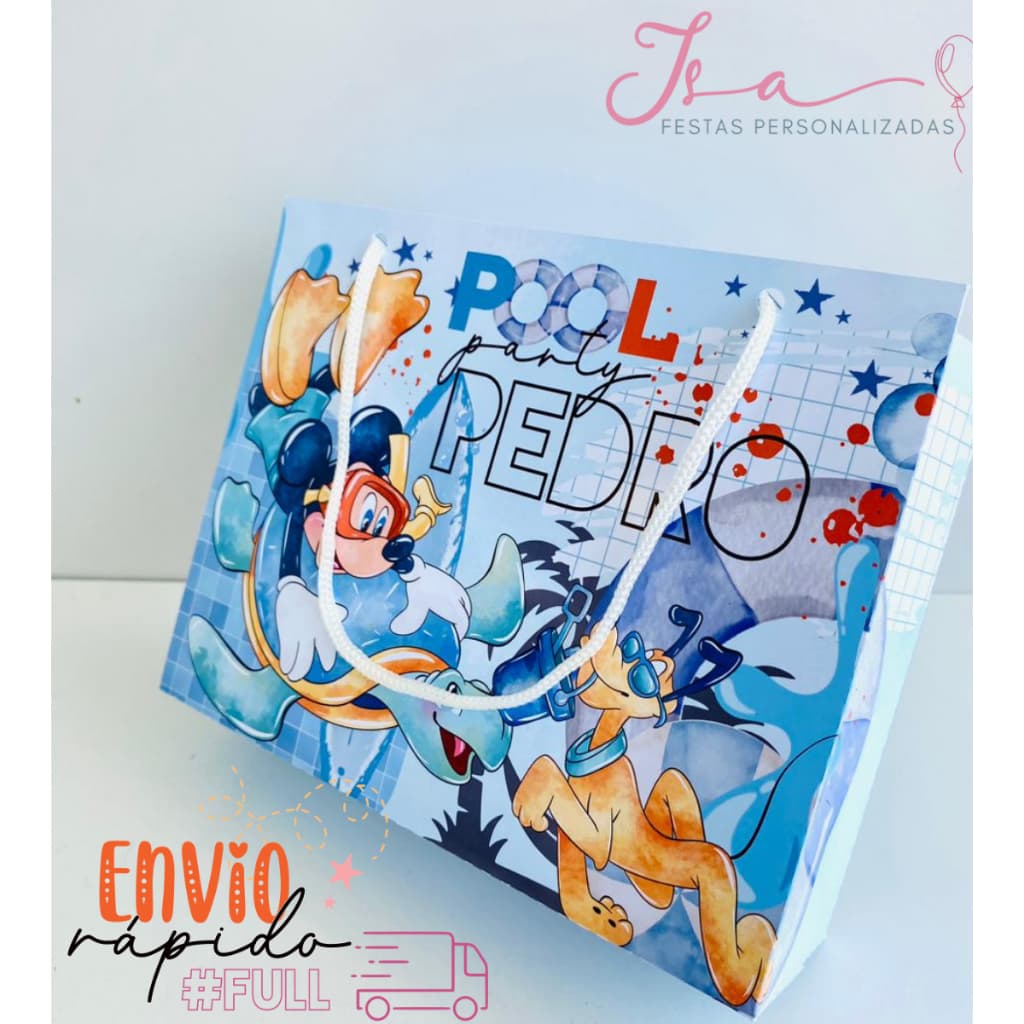 Sacolinhas Micket Pool Party Personalizadas Kit Festa Infantil Pegue e Monte