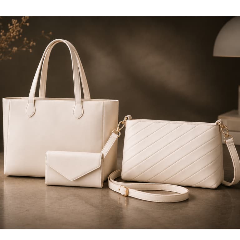Kit Bolsa Feminina Luxo 3 Peças Tote Transversal Carteira Elegante Casual Moda Dia Dia Alta Qualidade