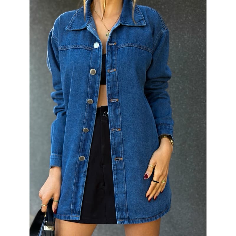 ZOEYA MODERN CHIC 083 jaqueta jeans blusa casaco bulsas femininas de frio manga longa 083