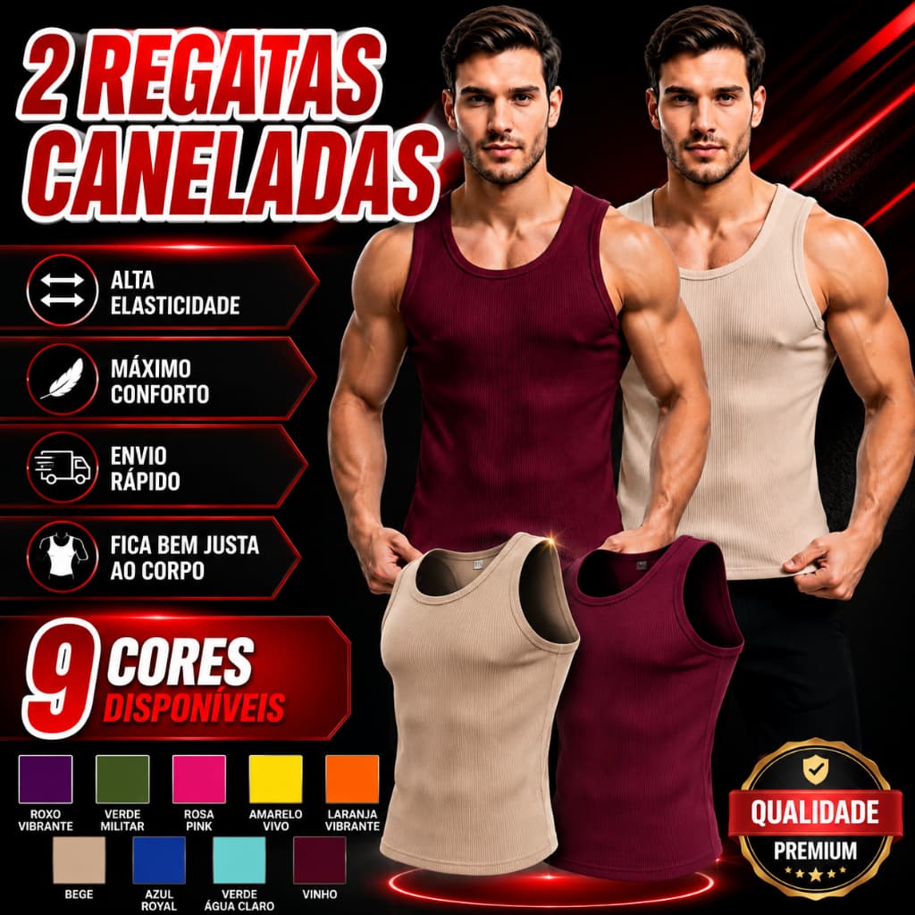 kit com 2 Regatas Caneladas americana básica