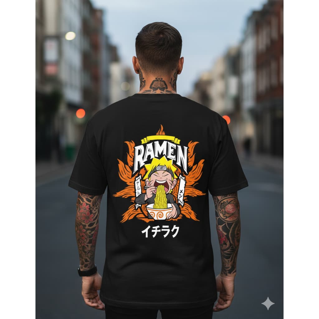 Camiseta Oversizerd  Algodao Masculina Naruto Ichirau Ramen  Estampada Streetwer Preta Branca Rosa Caqui
