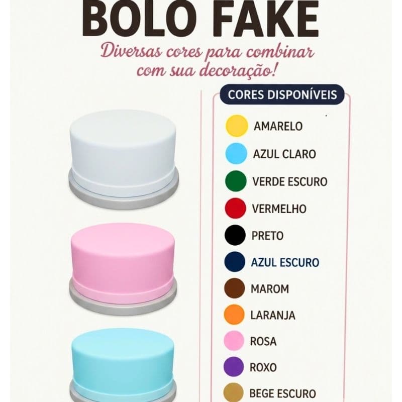 Bolo Fake em EVA sem Emenda Liso, escolha a cor