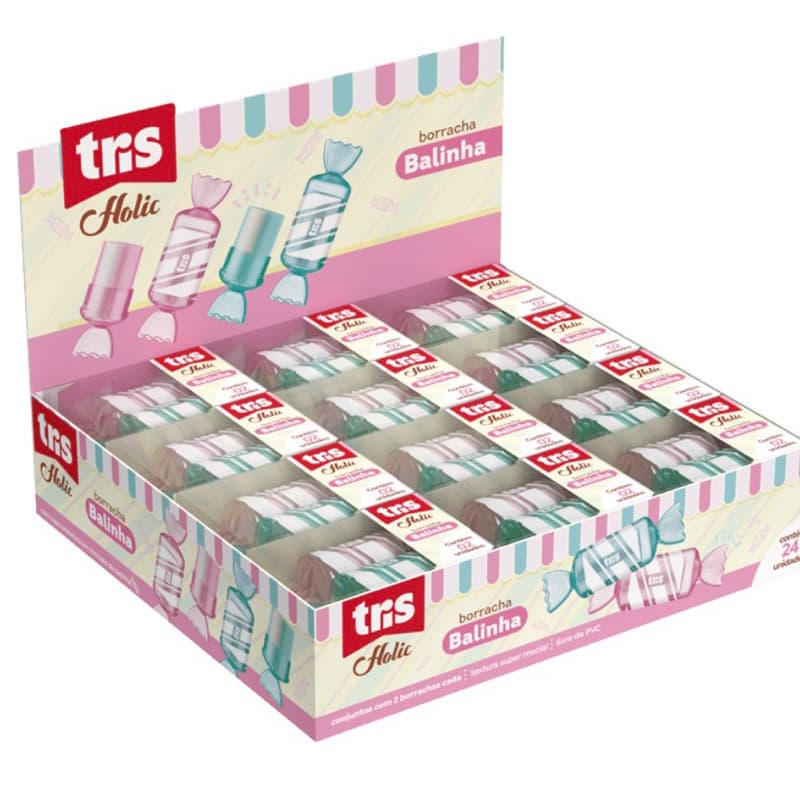Borracha Balinha Holic Docinhos – Display C/24 Estojos C/2 un Cada – Tris
