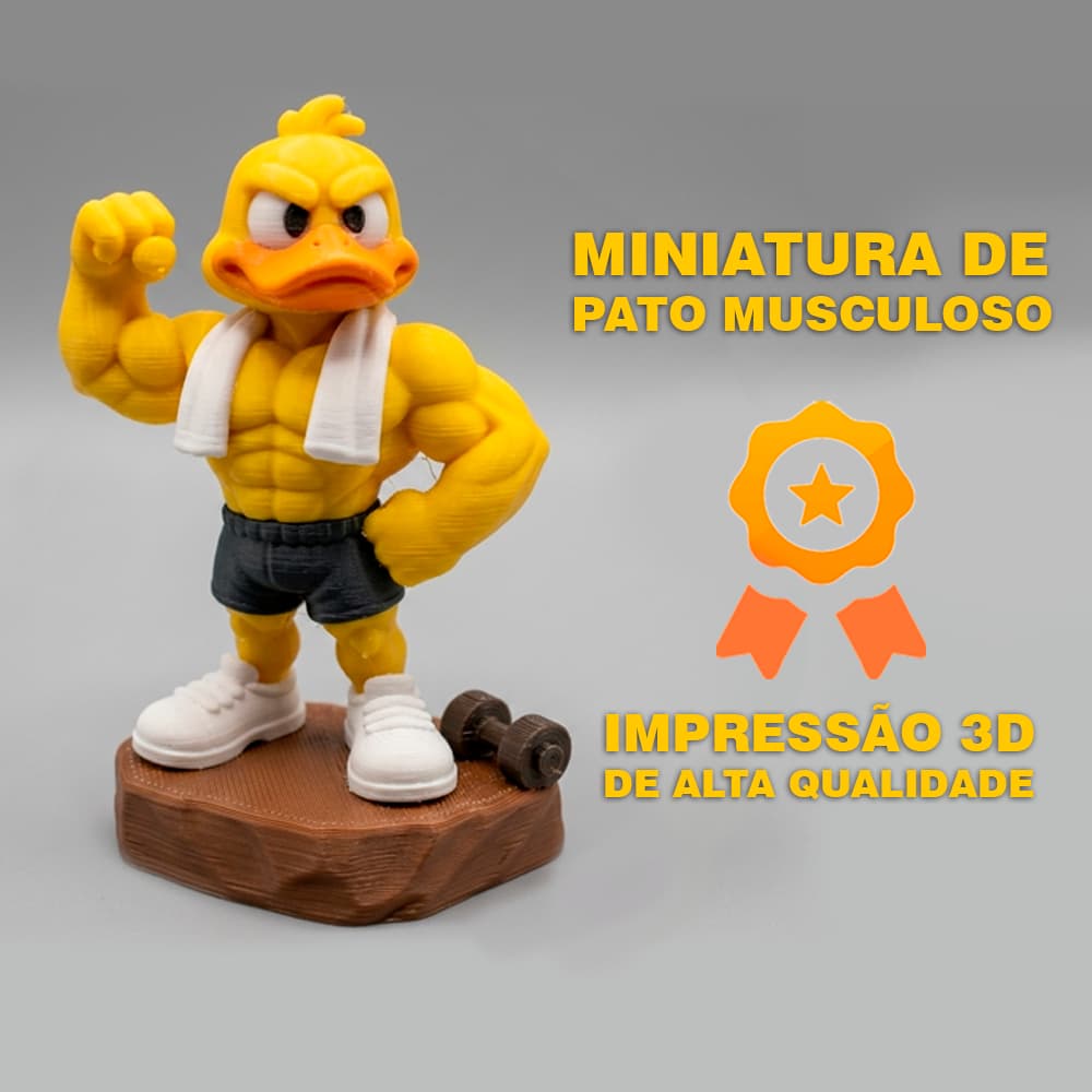 Miniatura Pato Musculoso Patrick Decorativo Mascote Academia Presente Criativo Impressão 3D Premium