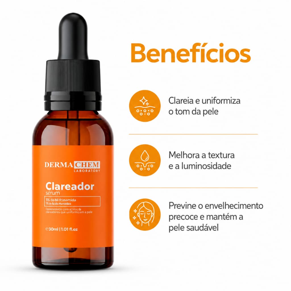 Sérum Clareador Dermachem Anti Manchas Melasma Rugas Linhas Expressão Pele Uniforme Skincare