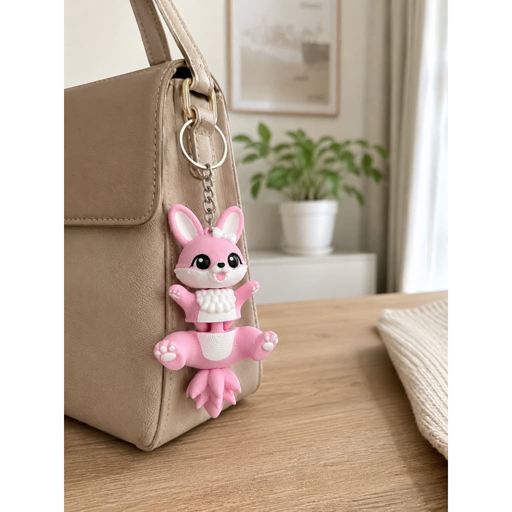 Chaveiro Coelho Articulado Fofo – Presente Criativo para Bolsa, Mochila, Chaves e Colecionadores