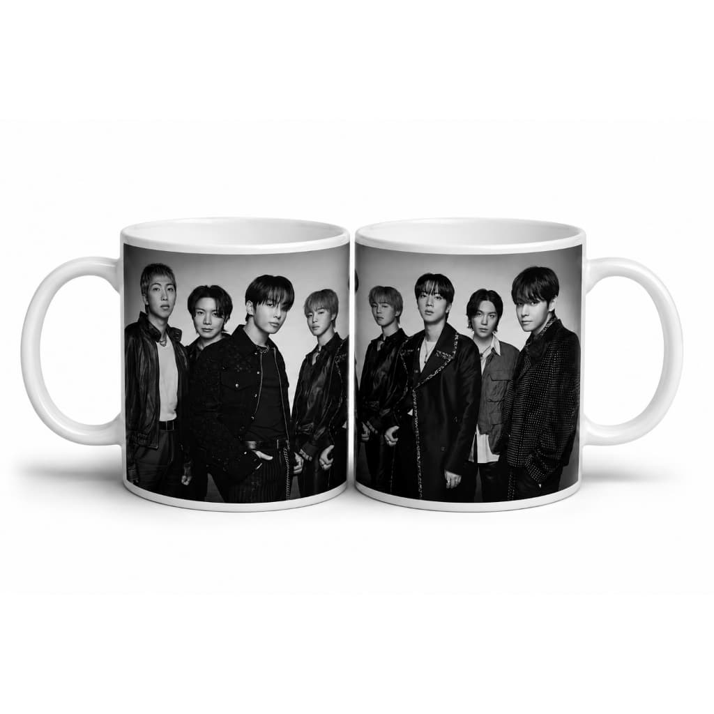 Caneca BTS Cerâmica 325ml Estampa Full Wrap Alta Qualidade Presente Kpop