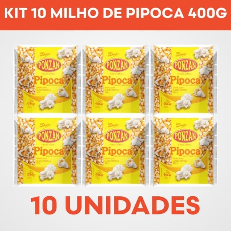 Kit Festa Junina: 10x Milho de Pipoca Ponzan (Total 4kg)