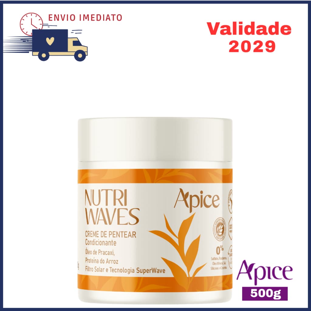 Creme de Pentear Nutri Waves 500ml Apice Com Proteção Térmica e Filtro Solar