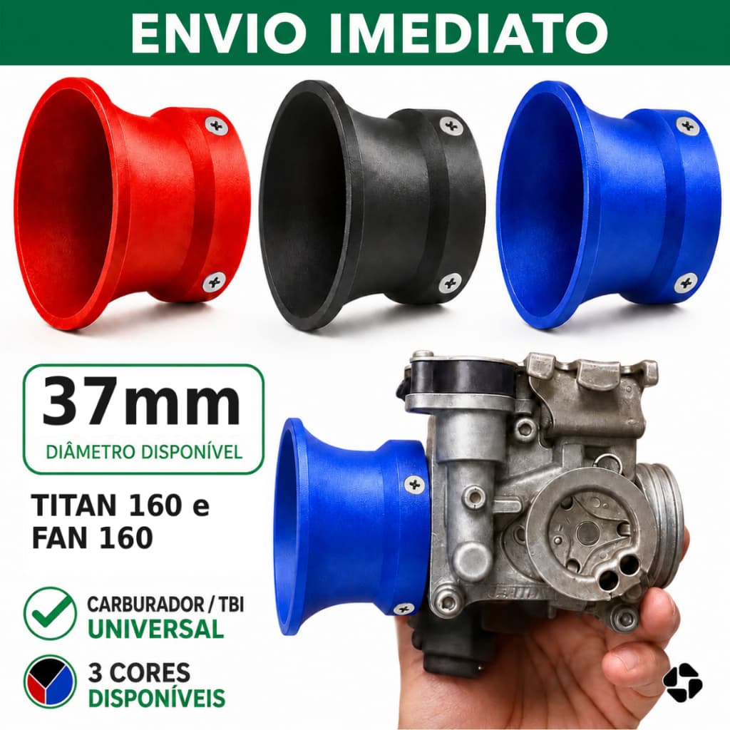 Corneta 37MM Para Carburador Tbi Titan 160 Fan 160