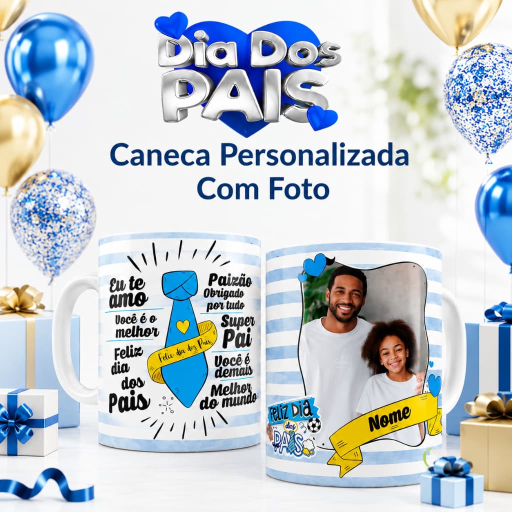 Caneca Personalizada Porcelana Cerâmica Foto Nome Uso Exclusivo Melhor Pai Padrinho Avô Tio Dindo