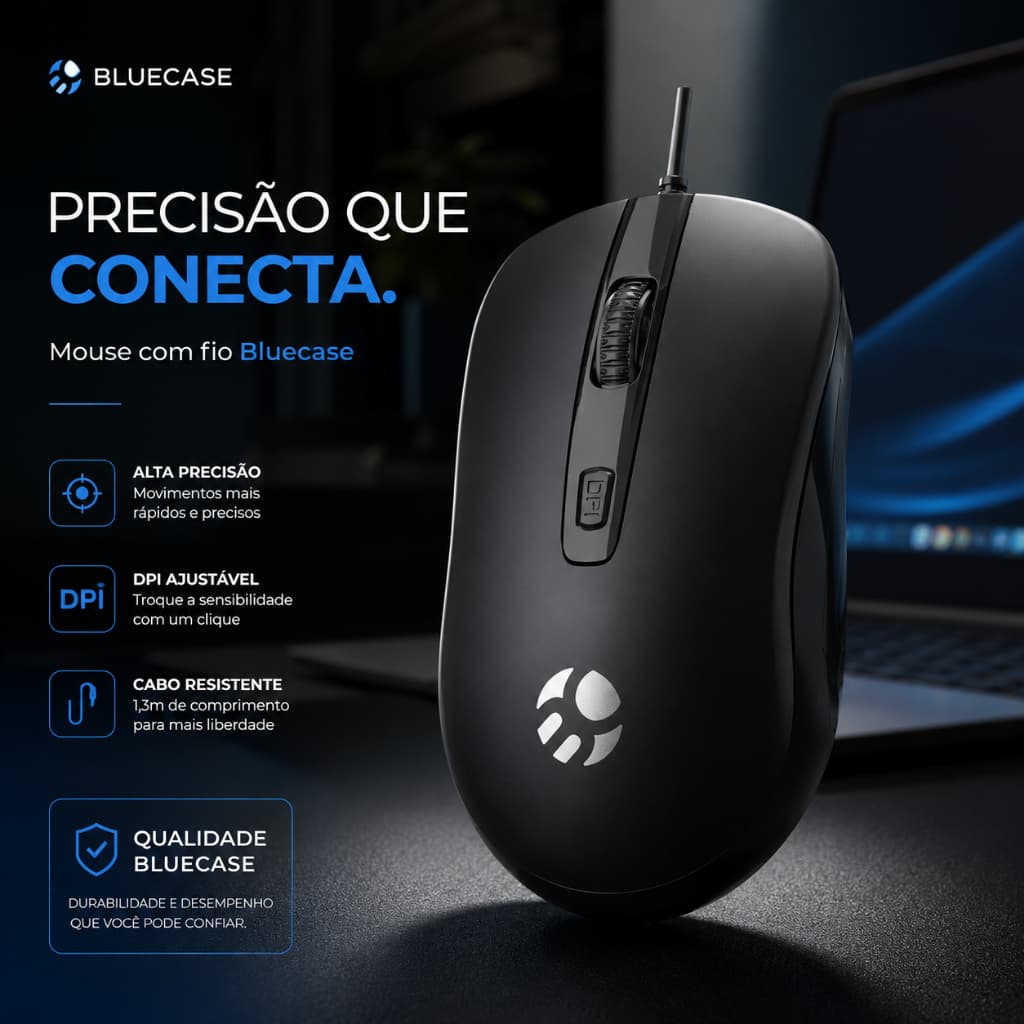 MOUSE COM FIO BM111B - BLACK HOME OFFICE BLUECASE
