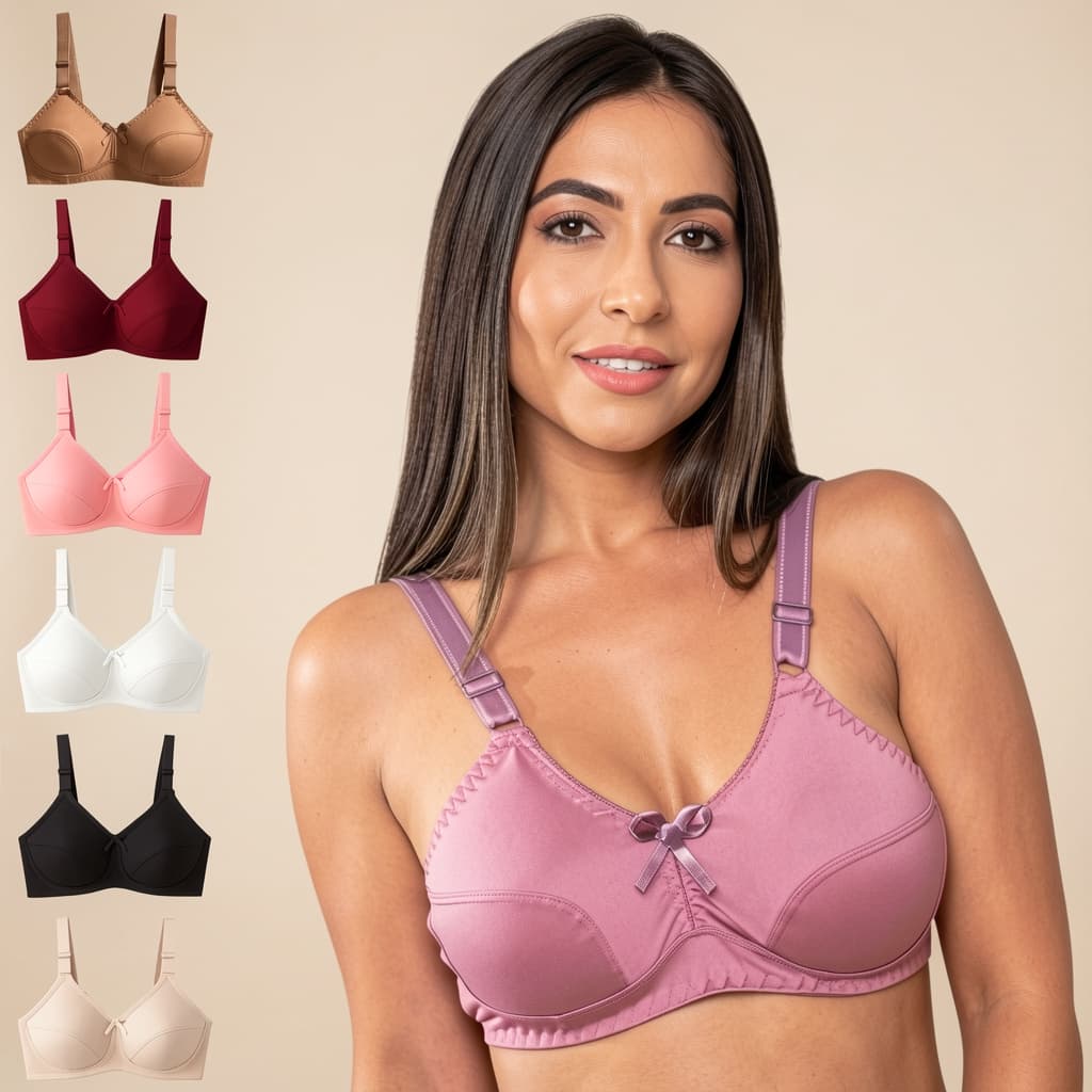 Kit 5 Sutiã Feminino Sem Bojo Alta Sustentação Alça c/ Regulagem Reforçada Confortável Moda