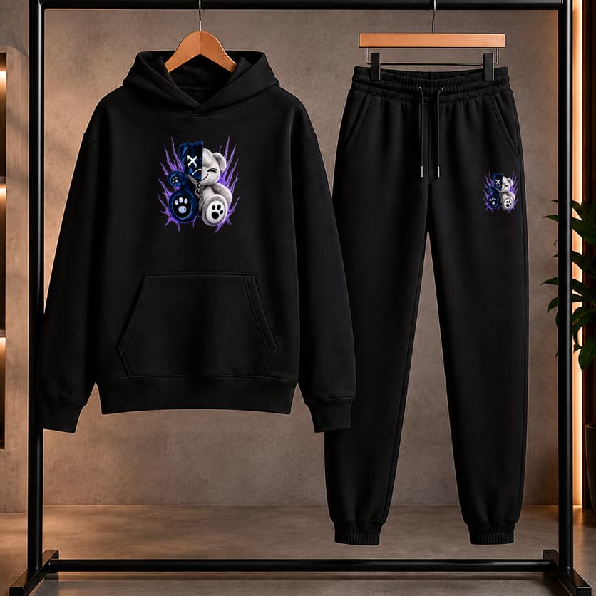 Conjunto Moletom Blusa e Calça Unissex Streetwear Estampado TEDDY SHOCK Lançamento