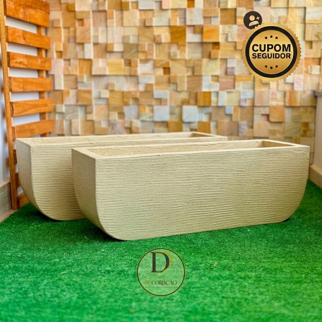 Kit 2 Vasos Decorativos para Plantas Jardineira G Grafiato para Sala Varanda e Área Gourmet