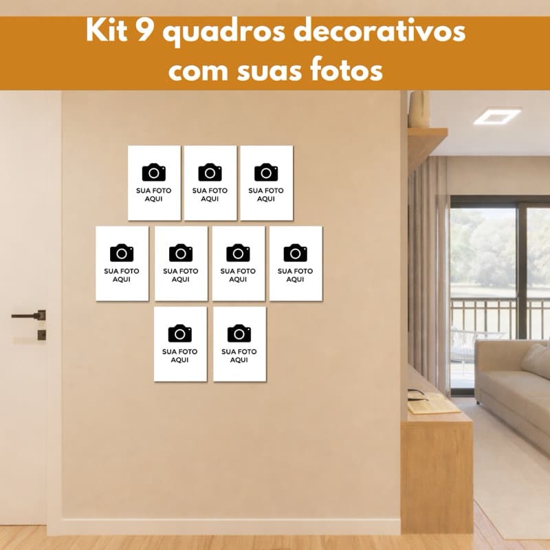 quadro decorativo kit 9 placas decorativas tamanho 15x20 MDF presente decoração artesanato