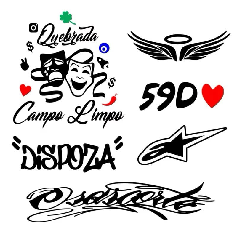 kit 6 Adesivos Quebrada campo limpo asa 59D dispoza estrela Osascorte PRETO Moto