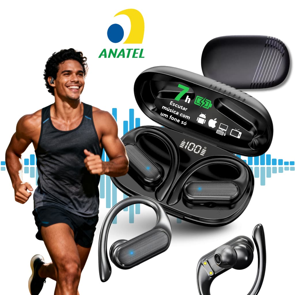 Fone De Ouvido Tws Estéreo Hi-fi Esportivo Para Corrida Esportes Bike Academia Caminhada Tipo Gancho
