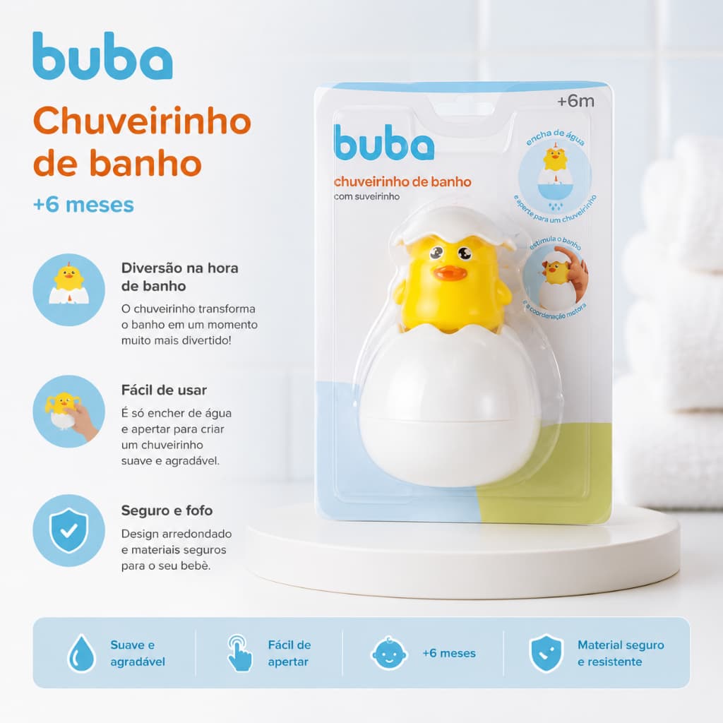 Chuveirinho de Banho Buba para Bebês – Brinquedo Divertido e Interativo