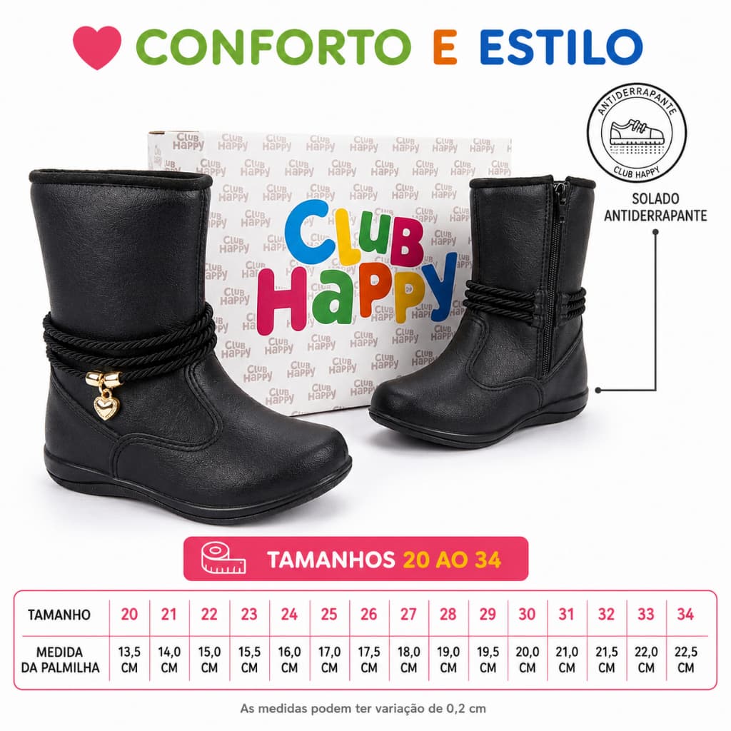 Bota Infantil Feminina Boiadeira Confortável Club Happy