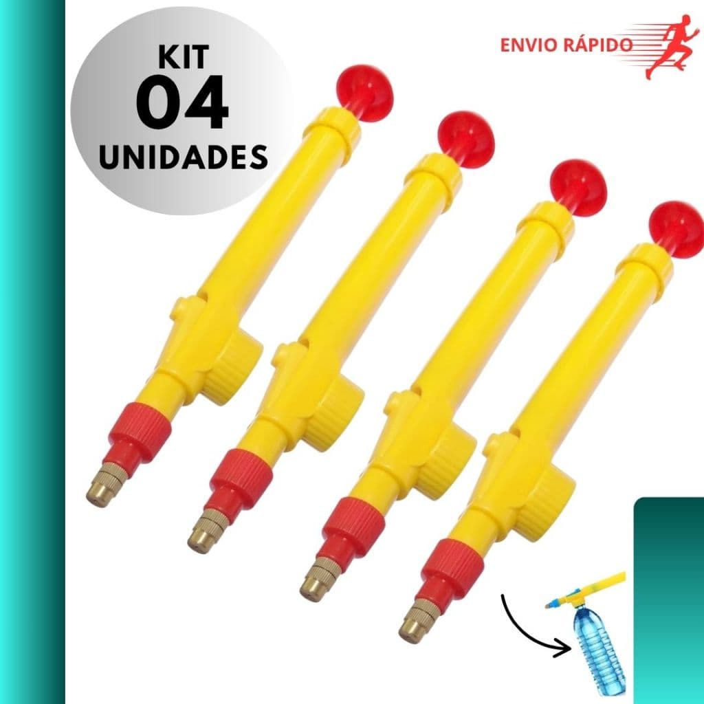 Kit 4 Pulverizador Adaptador para Garrafa PET Borrifador Manual Jardim Limpeza