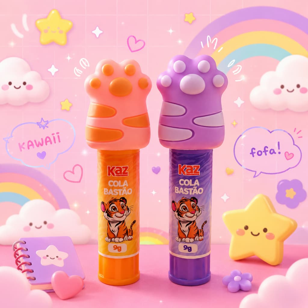 Cola Bastão Patinha De Tigre 9G Divertida Kawaii Escolar Atóxica