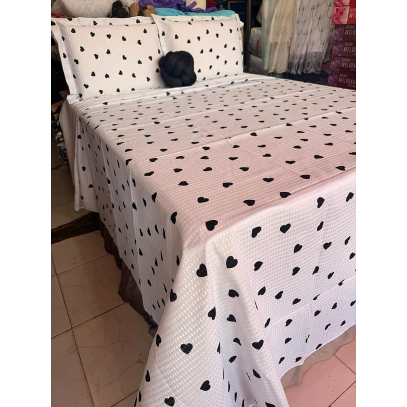 Colcha Piquet Casal 3 Peças Cama Casal com 2 Porta Travesseiros Colcha Lisa Elegante Decorativa