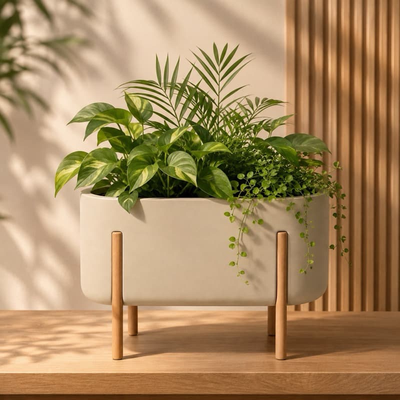 VASO COM PÉ JARDINEIRA NÓRDICO  50x30  VASO PREMIUM EM POLIETILENO SALA VARANDA