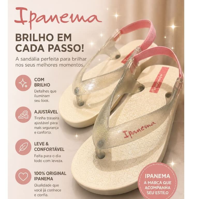 Sandália Chinelo Ipanema Baby Com Glitter Menina ORIGINAL