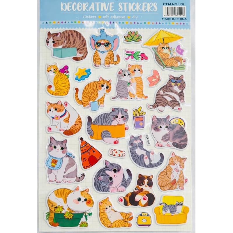 Adesivos Infantil Cartelas 3d Papelaria Gatinhos Sticker