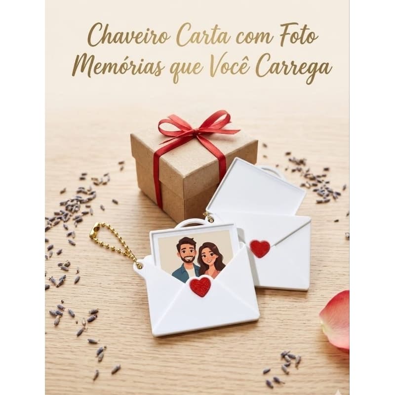 Chaveiro Carta com Foto Personalizada