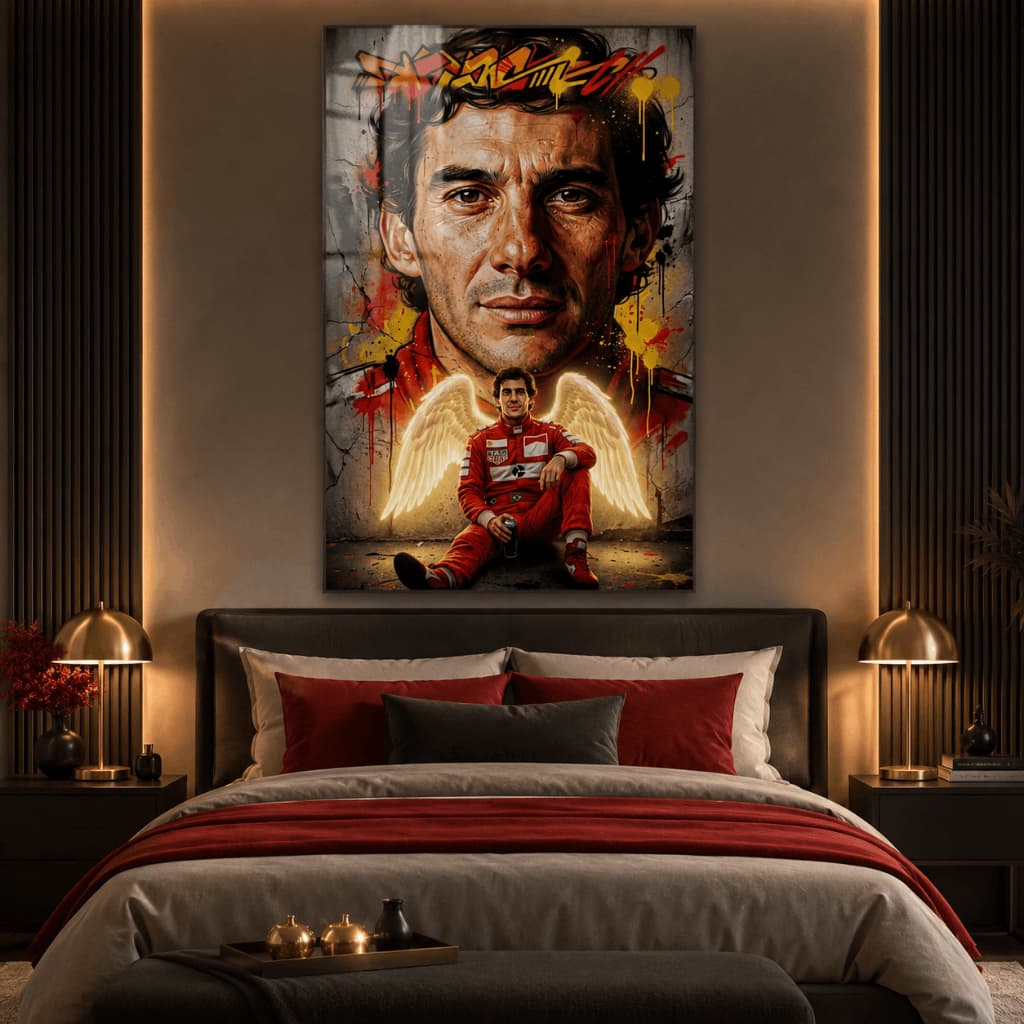Quadro Senna Decorativo Corrida Arte Urbana Com Asas