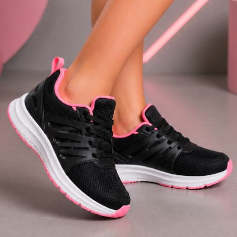 Tênis Infantil Feminino Esportivo Escolar Confortável Preto Pink Original Moda Promoção